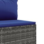 vidaXL Salon de jardin avec coussins 3 Pièces gris résine tressée