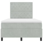 Lit à ressort vidaXL avec matelas Velours gris clair petit double