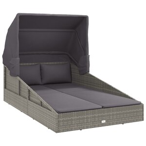 vidaXL Transat avec toit pliable gris 200x114x128 cm résine tressée