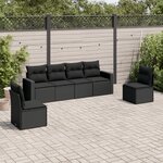 vidaXL Salon de jardin 6 Pièces avec coussins noir résine tressée