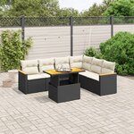 vidaXL Salon de jardin 7 Pièces avec coussins noir résine tressée