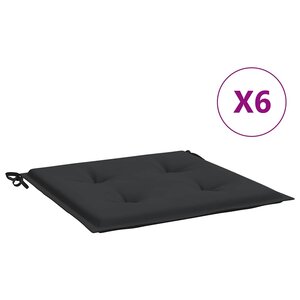 vidaXL Coussins de chaise jardin lot de 6 noir 40x40x4 cm tissu oxford