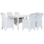 vidaXL Ensemble à manger d'extérieur 7Pièces Plastique Blanc Aspect rotin