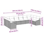 vidaXL ensemble de canapé de jardin 10 pièces avec coussins Gris Clair Rattan Poly