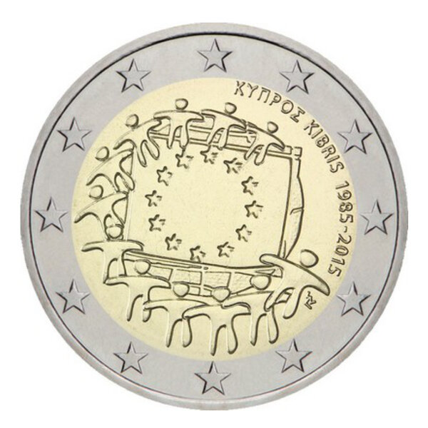 2 euros commémorative Chypre 2015 - 30 ans du drapeau européen.