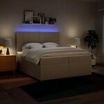 vidaXL Sommier à lattes de lit avec matelas Crème 200x200 cm Tissu