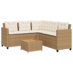 vidaXL Canapé de jardin avec table et coussins en forme de L beige