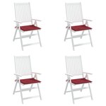 vidaXL Coussins de chaise de jardin lot de 4 rouge bordeaux 40x40x3 cm