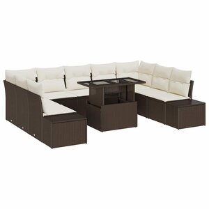 vidaXL Ensemble de canapé de jardin 10 Pièces Marron Poly rotin