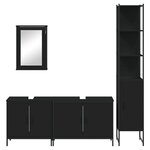 vidaXL Ensemble de meubles salle de bain 4 Pièces noir bois d'ingénierie