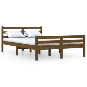 vidaXL Cadre de lit Marron miel Bois massif 150x200 cm Très grand