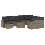 vidaXL Salon de jardin 11 Pièces avec coussins gris résine tressée