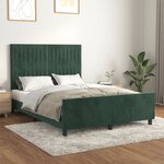vidaXL Cadre de lit avec tête de lit Vert foncé 140x190 cm Velours