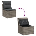 Ensemble de Canapé de Jardin 7 Pièces avec Coussins Gris Poly Rattan Acacia