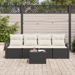 Ensemble de Canapés de Jardin de 5 Pièces avec Coussins Rotin Synthétique Noir