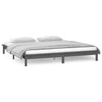 vidaXL Cadre de lit à LED gris 200x200 cm bois massif