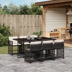 vidaXL Ensemble à manger de jardin coussins 7Pièces Noir Résine tressée