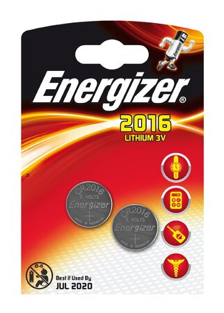 Blister pack de 2 Piles Lithium CR 2016 3V ENERGIZER