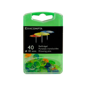 Exacompta - boîte de 40 punaises couleurs assorties translucides