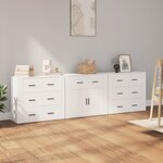 vidaXL Buffets 3 Pièces Blanc Bois d'ingénierie