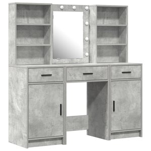 Ensemble de coiffeuse de 3 pièces en béton gris en bois reconstitué