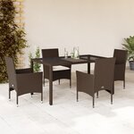 vidaXL Ensemble à manger de jardin et coussins 5Pièces marron rotin verre