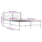 vidaXL Cadre de lit sonoma gris 135x190 cm bois d'ingénierie et métal