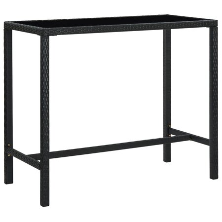 vidaXL Table bar de jardin Noir 130x60x110 cm Résine tressée et verre