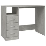 Bureau table poste de travail meuble d'ordinateur informatique étude avec tiroirs 102 x 50 x 76 cm bois d'ingénierie gris 02_0023470
