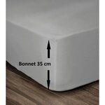 Drap Housse 100  Coton 180 x 200 cm - Bonnet 35 cm - Gris clair