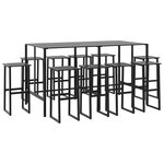 vidaXL Ensemble de bar de jardin 11 Pièces noir acier enduit de poudre