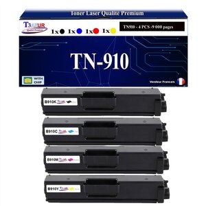 T3AZUR -4x Toners compatibles avec Brother TN910 (TN-910BK) pour Brother HL-L9310CDW HL-L9310CDWT HL-L9310CDWTT MFC-L9570CDWT - Noir
