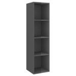 vidaXL Meubles TV muraux 4 Pièces Gris brillant Bois d'ingénierie
