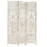 vidaXL Cloison de séparation 3 panneaux Blanc 120x165 cm Bois manguier