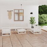 vidaXL Salon de jardin 8 Pièces Blanc Bois de pin massif
