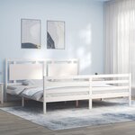 vidaXL Cadre de lit avec tête de lit blanc 200x200 cm bois massif