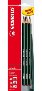 Lot de 6 Crayon papier Graphite Othello Héxagonal 4HB 1x2B 1x2H STABILO