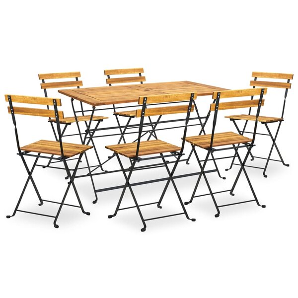vidaXL Mobilier à dîner d'extérieur pliable 7 Pièces Bois d'acacia solide