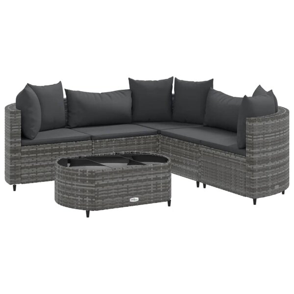 vidaXL Salon de jardin 6 Pièces avec coussins gris résine tressée