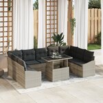 vidaXL Ensemble de canapé de jardin 10 pièces avec coussins gris clair en poly rotin