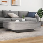 vidaXL Table basse avec lumières LED sonoma gris 100x100x31 cm