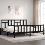 vidaXL Cadre de lit avec tête de lit noir 200x200 cm bois massif