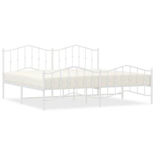 vidaXL Cadre de lit métal avec tête de lit/pied de lit blanc 200x200cm