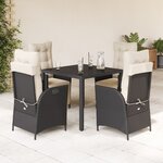 vidaXL Ensemble à manger de jardin coussins 5Pièces Noir Résine tressée