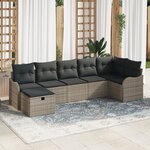 vidaXL Ensemble de canapé de jardin 7 pièces avec coussins Gris en rattan synthétique