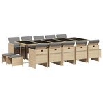 vidaXL Ensemble à manger de jardin et coussins 15 Pièces mélange beige