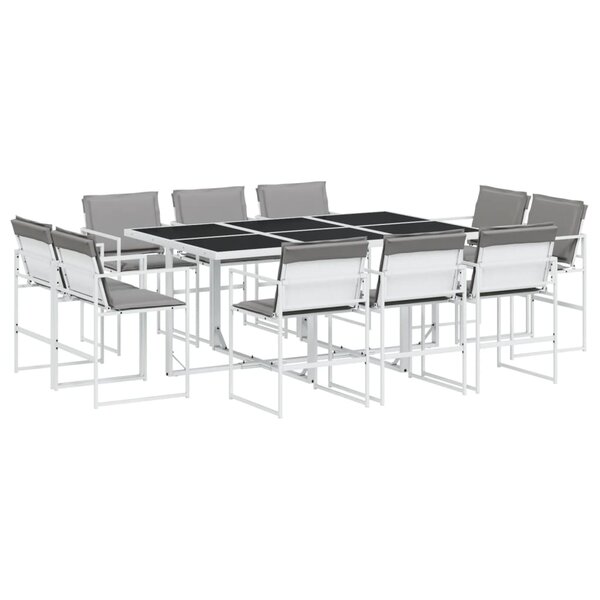 vidaXL Ensemble à manger de jardin avec coussins 11Pièces blanc textilène