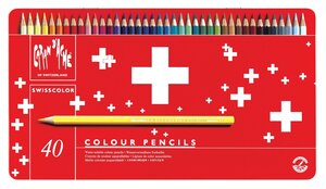 Etui métal de 40 Crayons de couleur Swisscolor Assortis CARAN D'ACHE