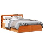 vidaXL Cadre de lit et tête de lit cire marron 140x200 cm bois de pin