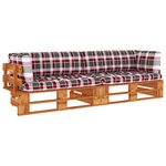 vidaXL Canapé palette 2 places et coussins Pin imprégné de marron miel